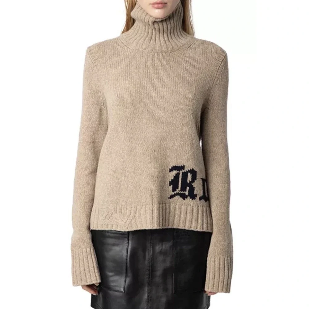 Zadig & Voltaire $328 Nalma Rock Brown Chunky Turtleneck Sweater Festival - Picture 5 of 11